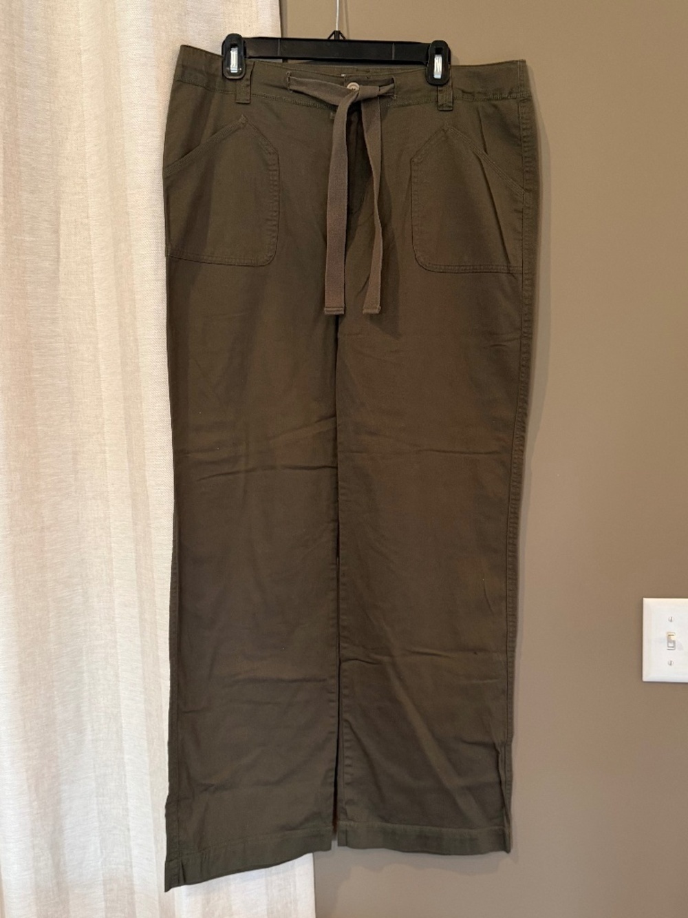 Columbia Women's Brown Green Cotton Straight Leg Pants, Size 12